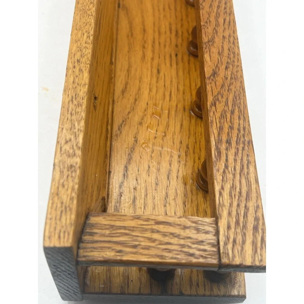 Vintage Spindle Rail Solid Oak Wood Wall Mounted Shelf 16